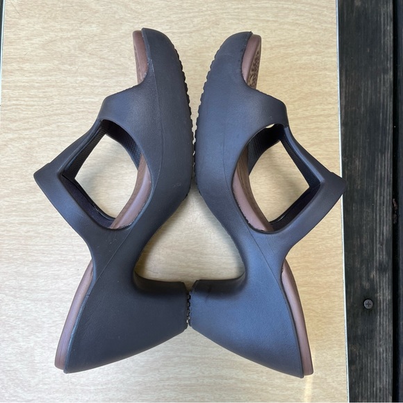 CROCS Cyprus II Espresso Brown Open Toe Slip On Heels Sz 9 - Picture 6 of 12